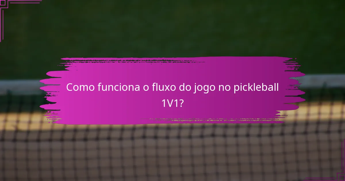 Como funciona o fluxo do jogo no pickleball 1V1?