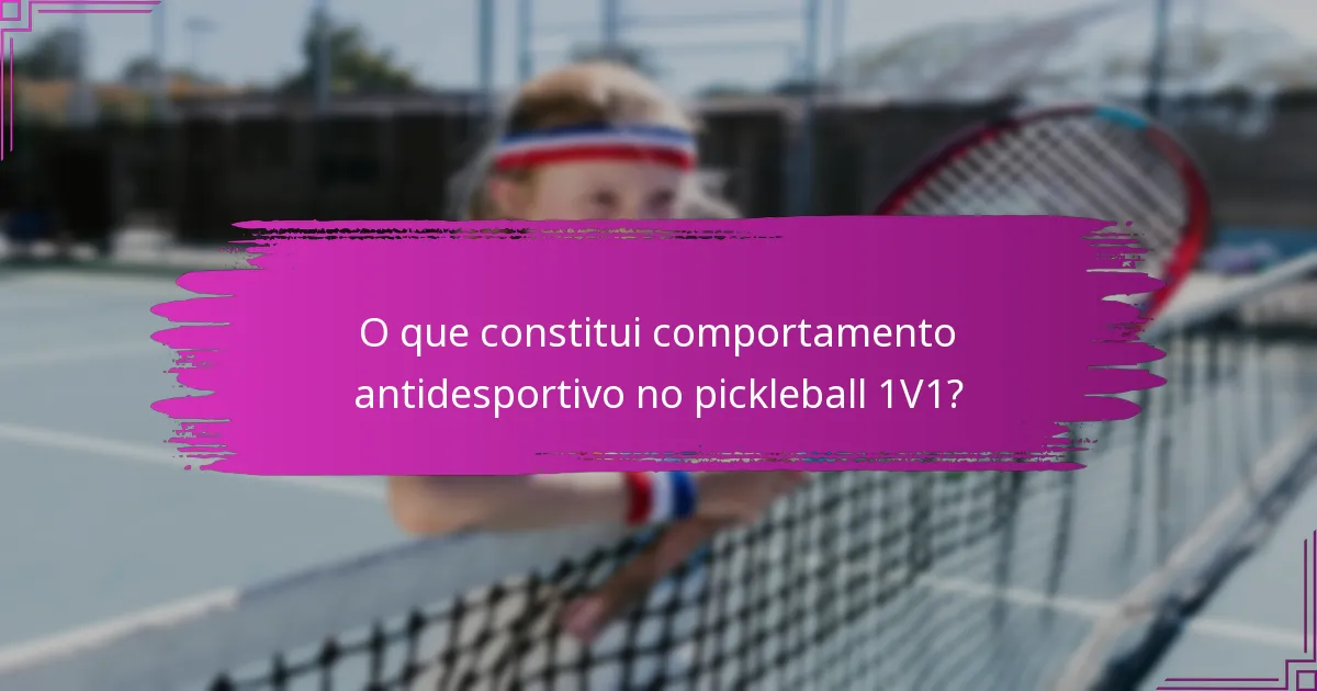 O que constitui comportamento antidesportivo no pickleball 1V1?