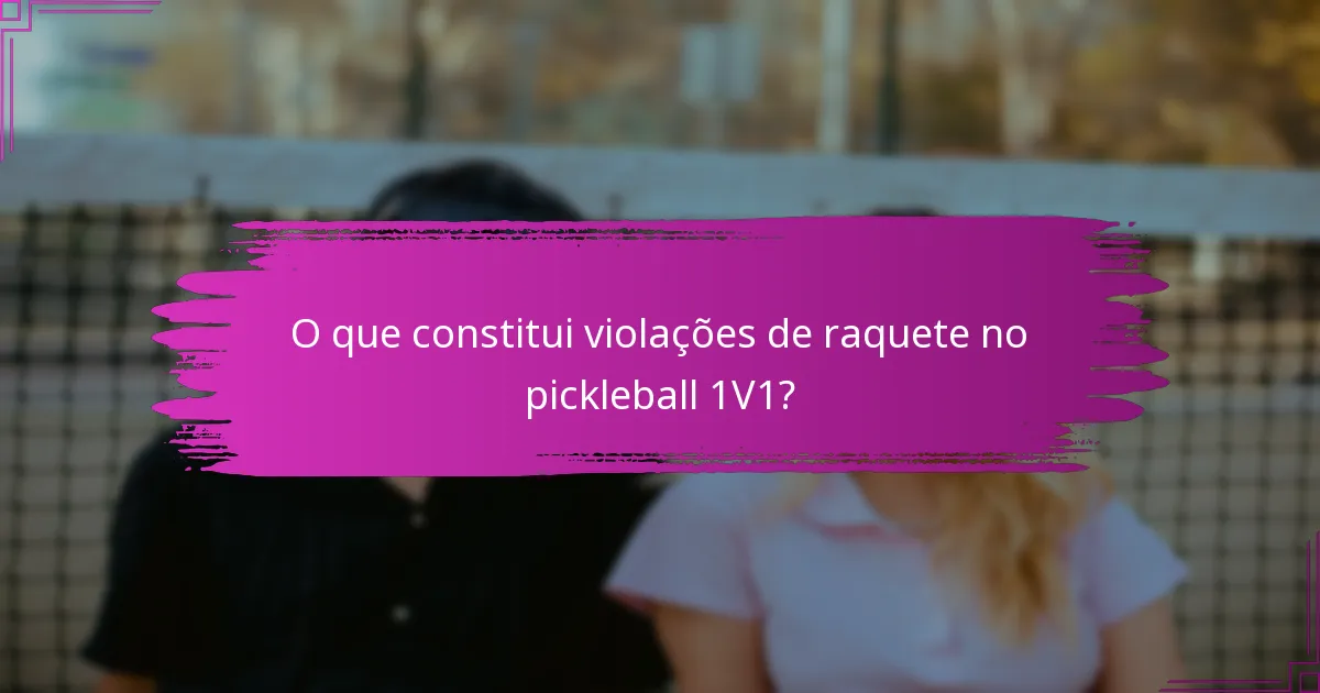 O que constitui violações de raquete no pickleball 1V1?