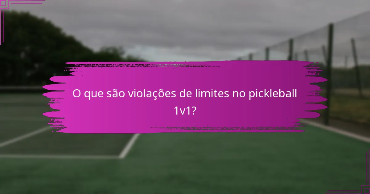 O que são violações de limites no pickleball 1v1?