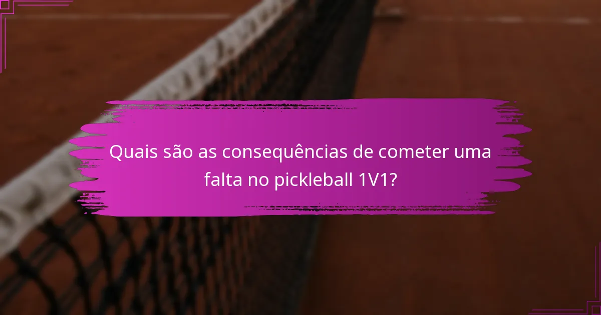Quais são as consequências de cometer uma falta no pickleball 1V1?