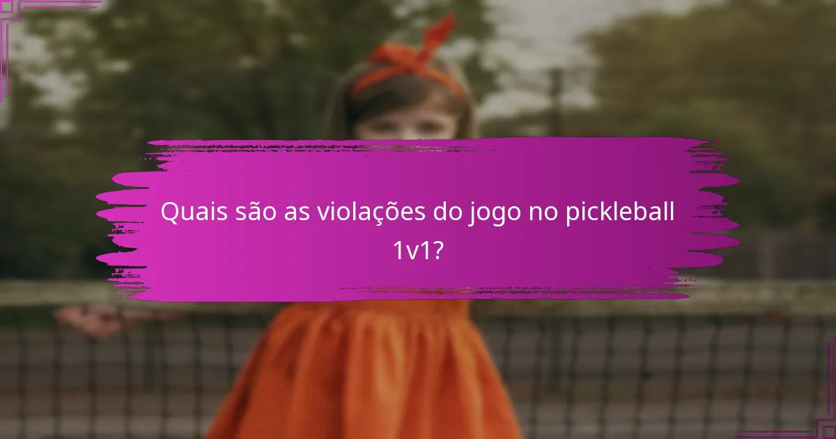 Quais são as violações do jogo no pickleball 1v1?